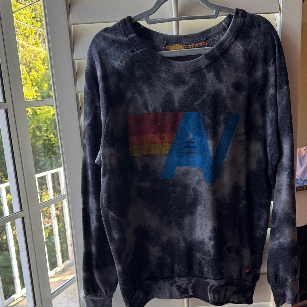 Aviator Nation Black Tie-Dye Crewneck Sweater